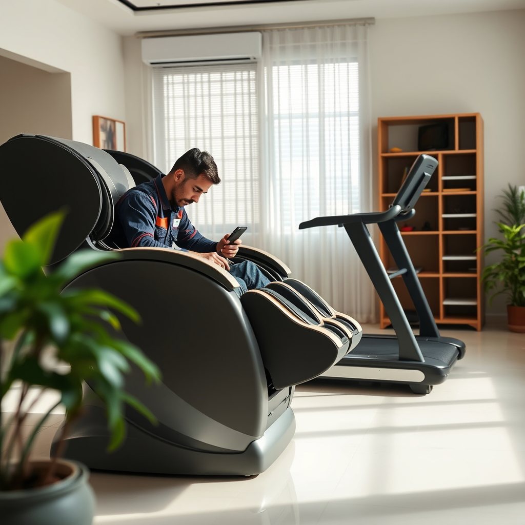 Máy chạy bộ hiện đại với bảng điều khiển và băng tải nghiêng